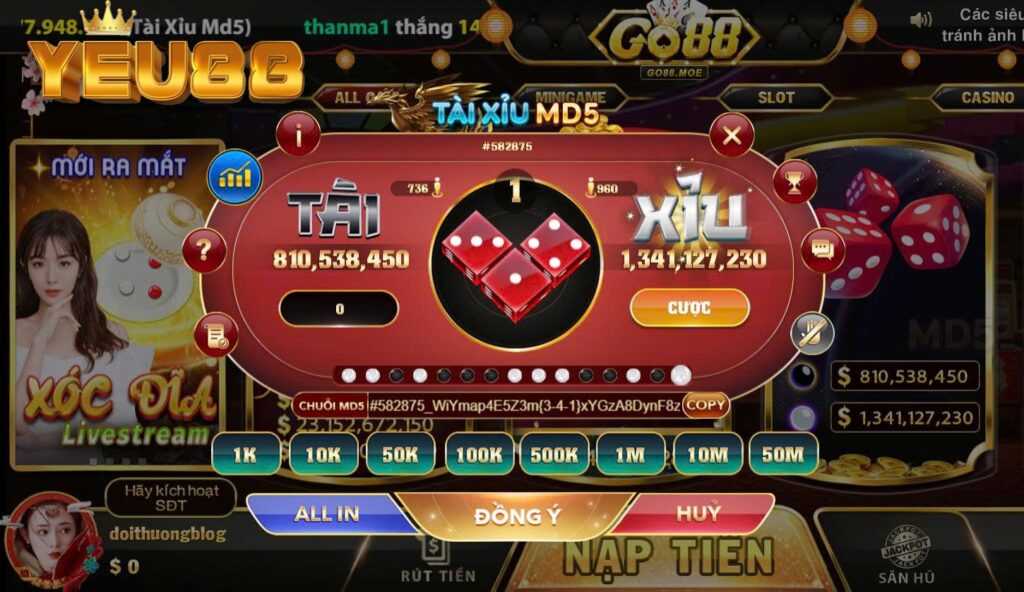 Cách Đặt Cược Tài Xỉu Yeu88 – Hướng Dẫn Từng Bước